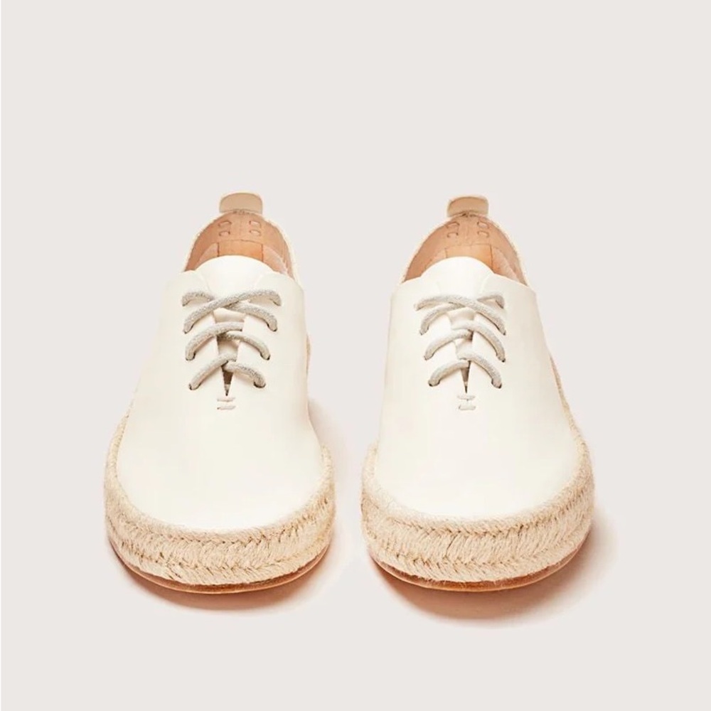 🥿NWT FEIT WOMENS ESPADRILLE TIE UP SHOES HAND SEWN IN COURT WHITE SIZE 40